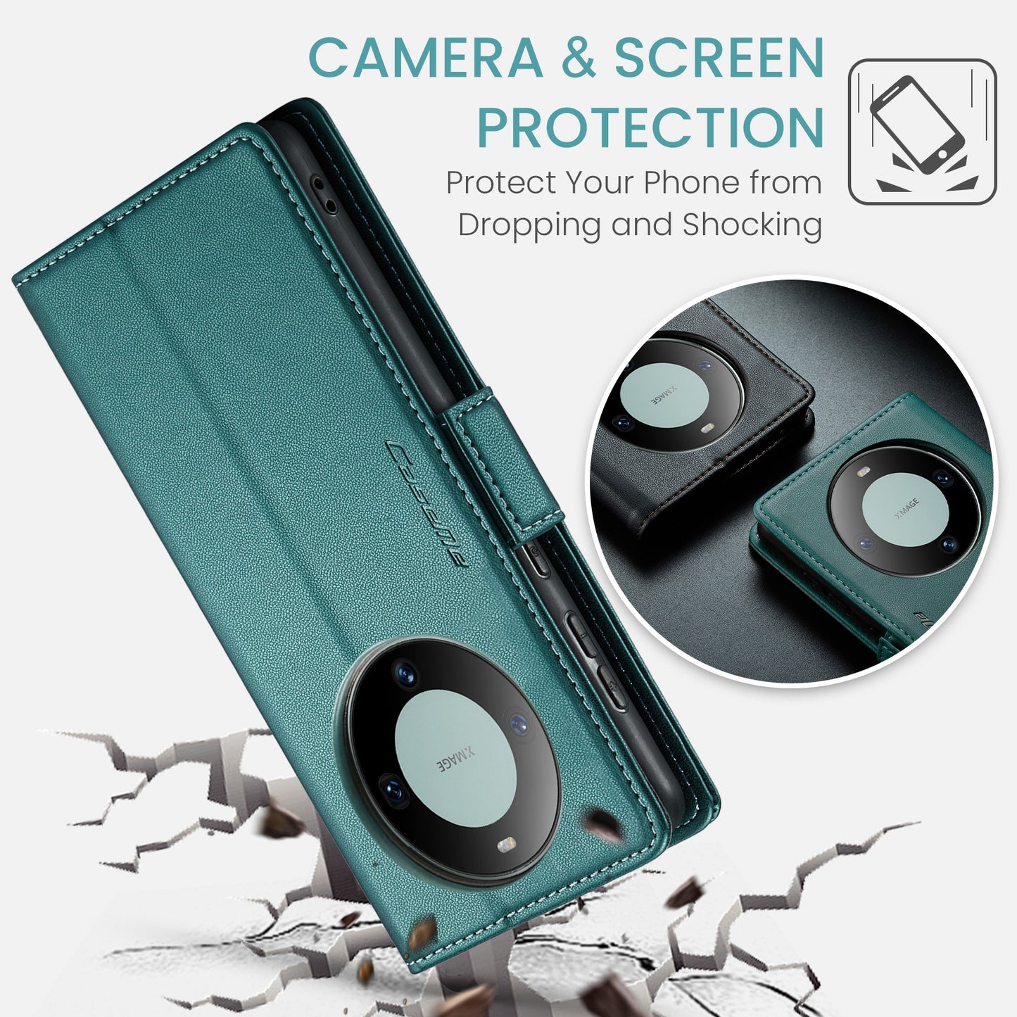 Huawei Mate 60 Pro/Pro+ Leather Wallet Case - RFID Blocking, Stand Function, Card Slots