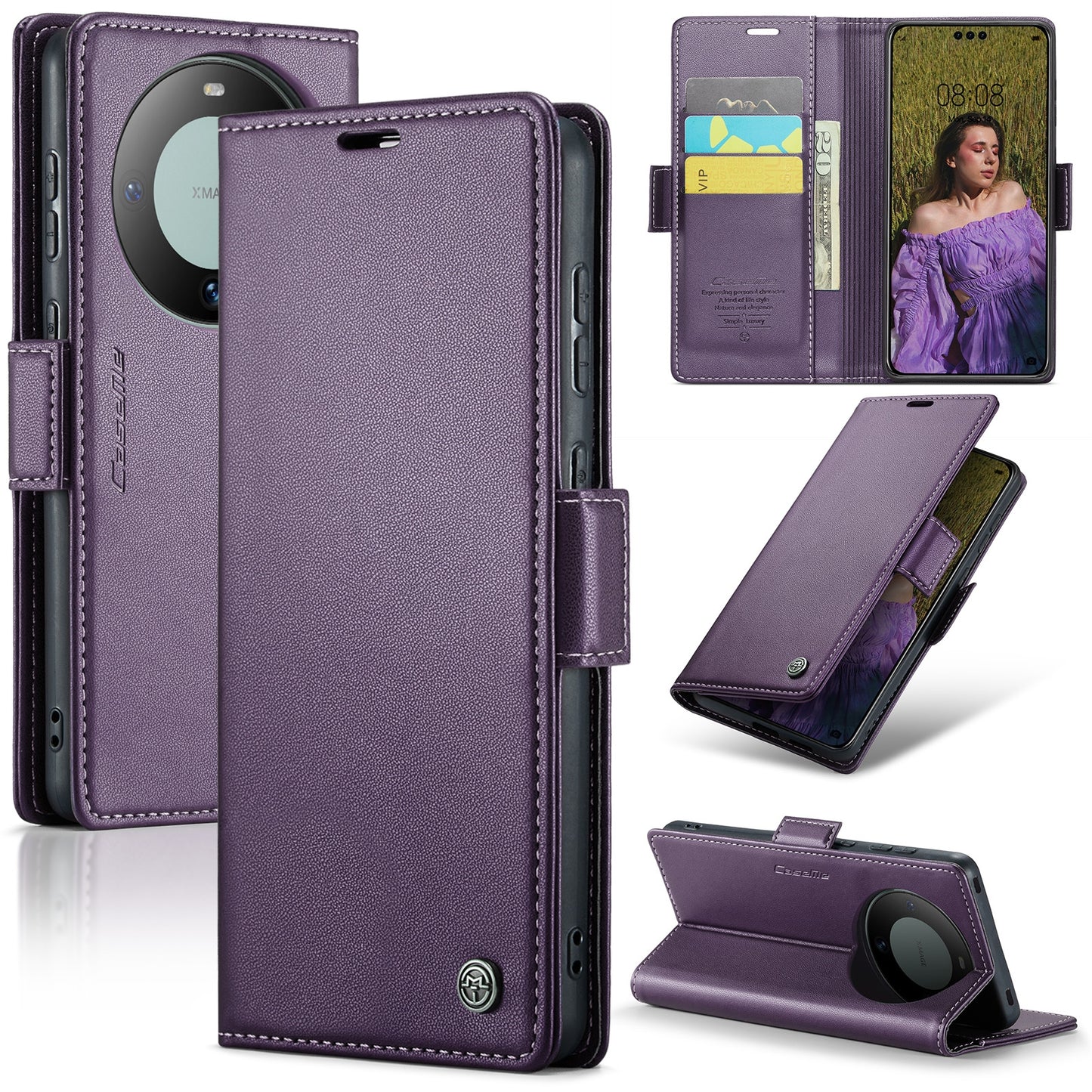 Huawei Mate 60 Pro/Pro+ Leather Wallet Case - RFID Blocking, Stand Function, Card Slots