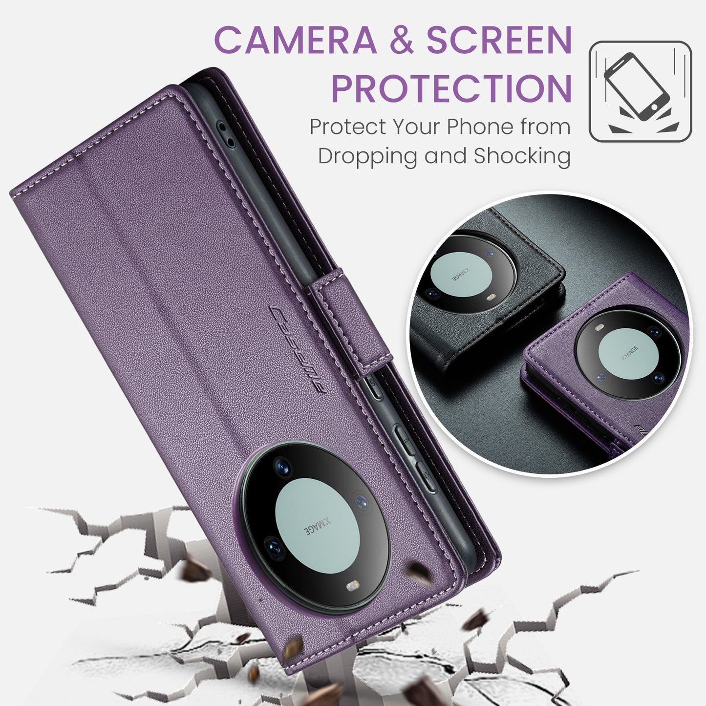 Huawei Mate 60 Pro/Pro+ Leather Wallet Case - RFID Blocking, Stand Function, Card Slots