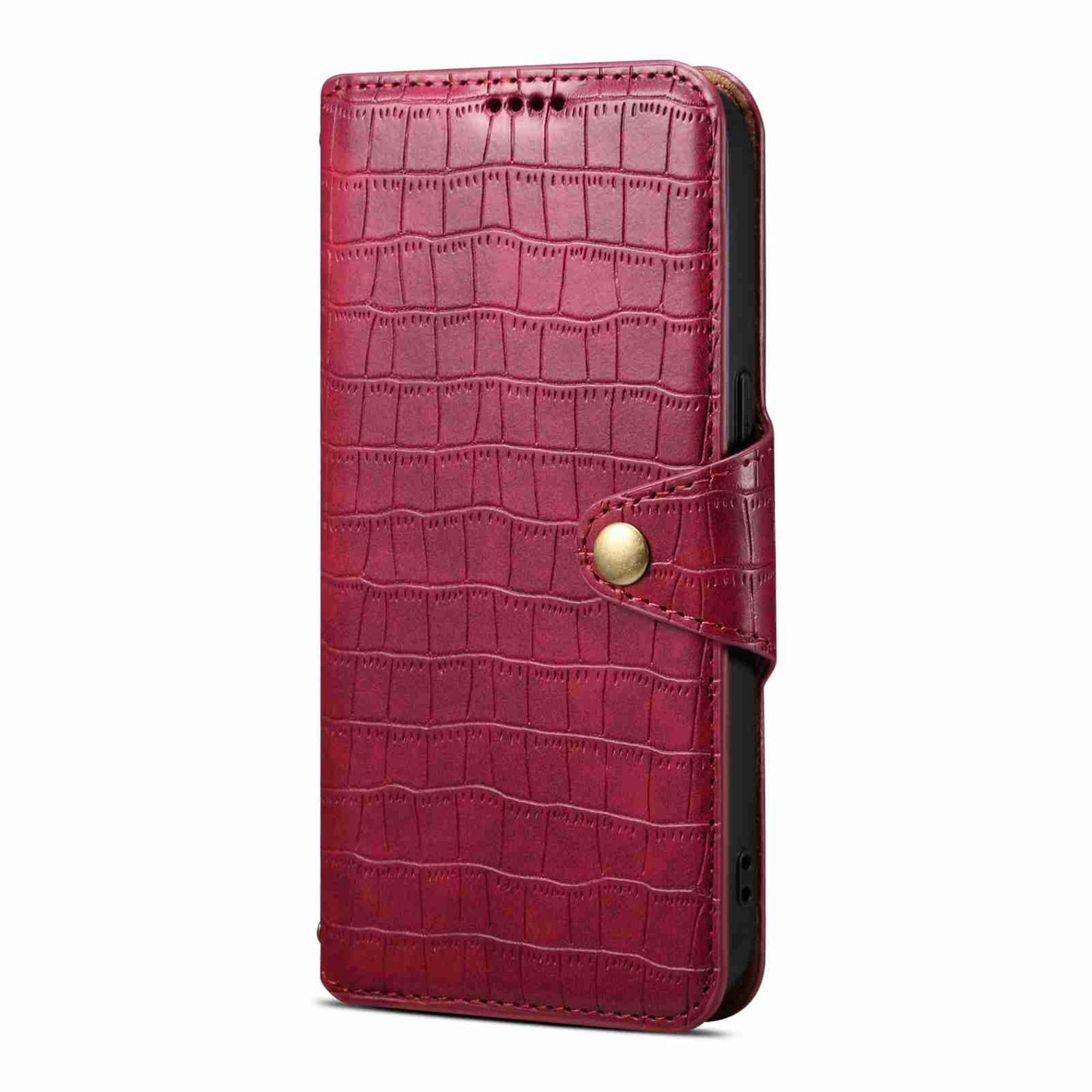 iPhone 11 Pro Denior Leather Case - Crocodile Texture with Oil Edge, Wallet & Kickstand Features