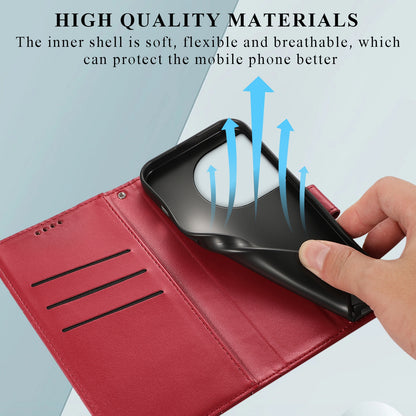OnePlus 11 PU Genuine Leather Texture Embossed Line Phone Case with Card Wallet, Kickstand & Wrist Strap