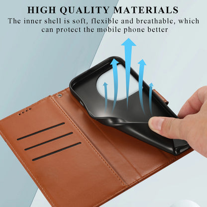 OnePlus 11 PU Genuine Leather Texture Embossed Line Phone Case with Card Wallet, Kickstand & Wrist Strap