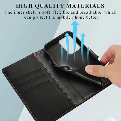 OnePlus Nord 2T PU Genuine Leather Texture Embossed Line Phone Case with Card Wallet, Kickstand & Wrist Strap