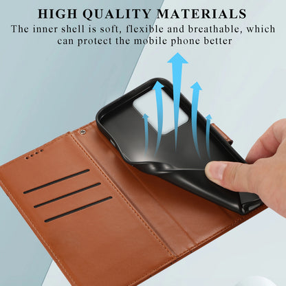 OnePlus Nord 2T PU Genuine Leather Texture Embossed Line Phone Case with Card Wallet, Kickstand & Wrist Strap