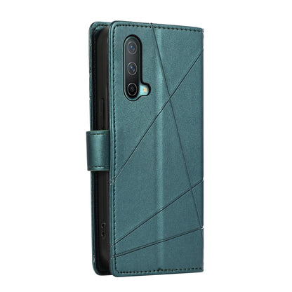 OnePlus Nord CE 5G PU Genuine Leather Texture Embossed Line Phone Case with Card Wallet, Kickstand & Wrist Strap