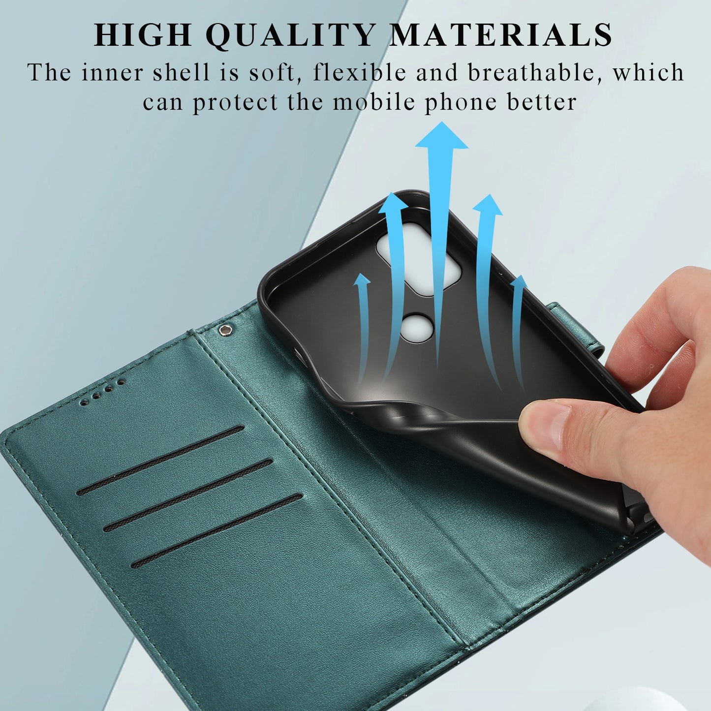 OnePlus Nord N10 5G PU Genuine Leather Texture Embossed Line Phone Case with Card Wallet, Kickstand & Wrist Strap
