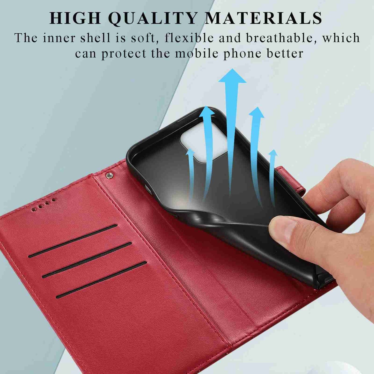 iPhone 11 Pro PU Genuine Leather Texture Embossed Line Phone Case with Card Wallet, Kickstand & Wrist Strap