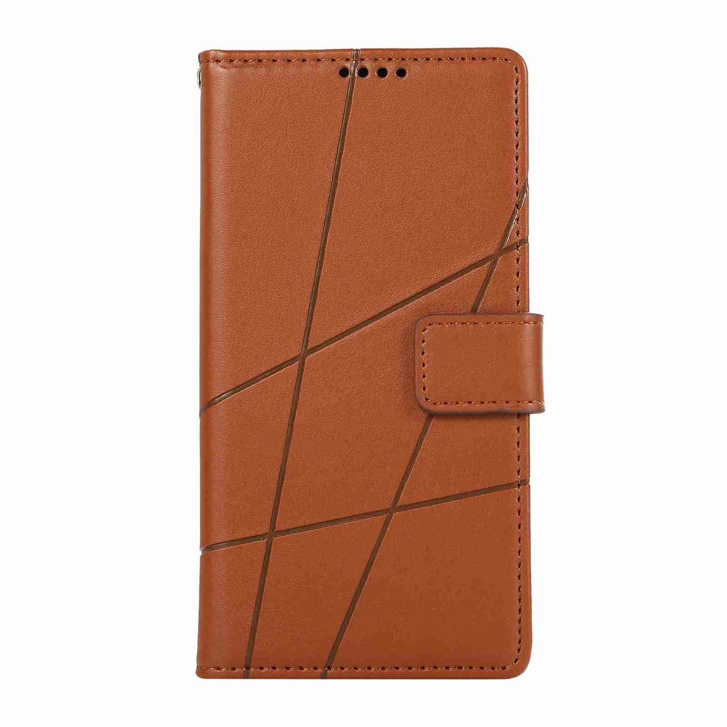 iPhone 11 Pro PU Genuine Leather Texture Embossed Line Phone Case with Card Wallet, Kickstand & Wrist Strap