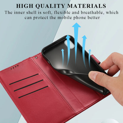 iPhone XR PU Genuine Leather Texture Embossed Line Phone Case with Card Wallet, Kickstand & Wrist Strap