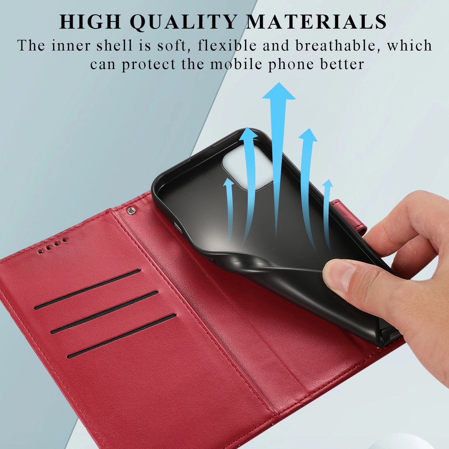 Samsung Galaxy A04e PU Genuine Leather Texture Embossed Line Phone Case with Card Wallet, Kickstand & Wrist Strap