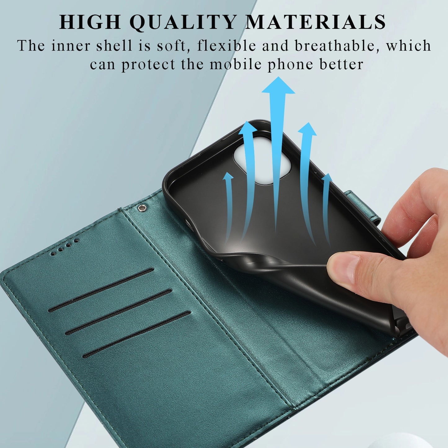 Samsung Galaxy A04e PU Genuine Leather Texture Embossed Line Phone Case with Card Wallet, Kickstand & Wrist Strap