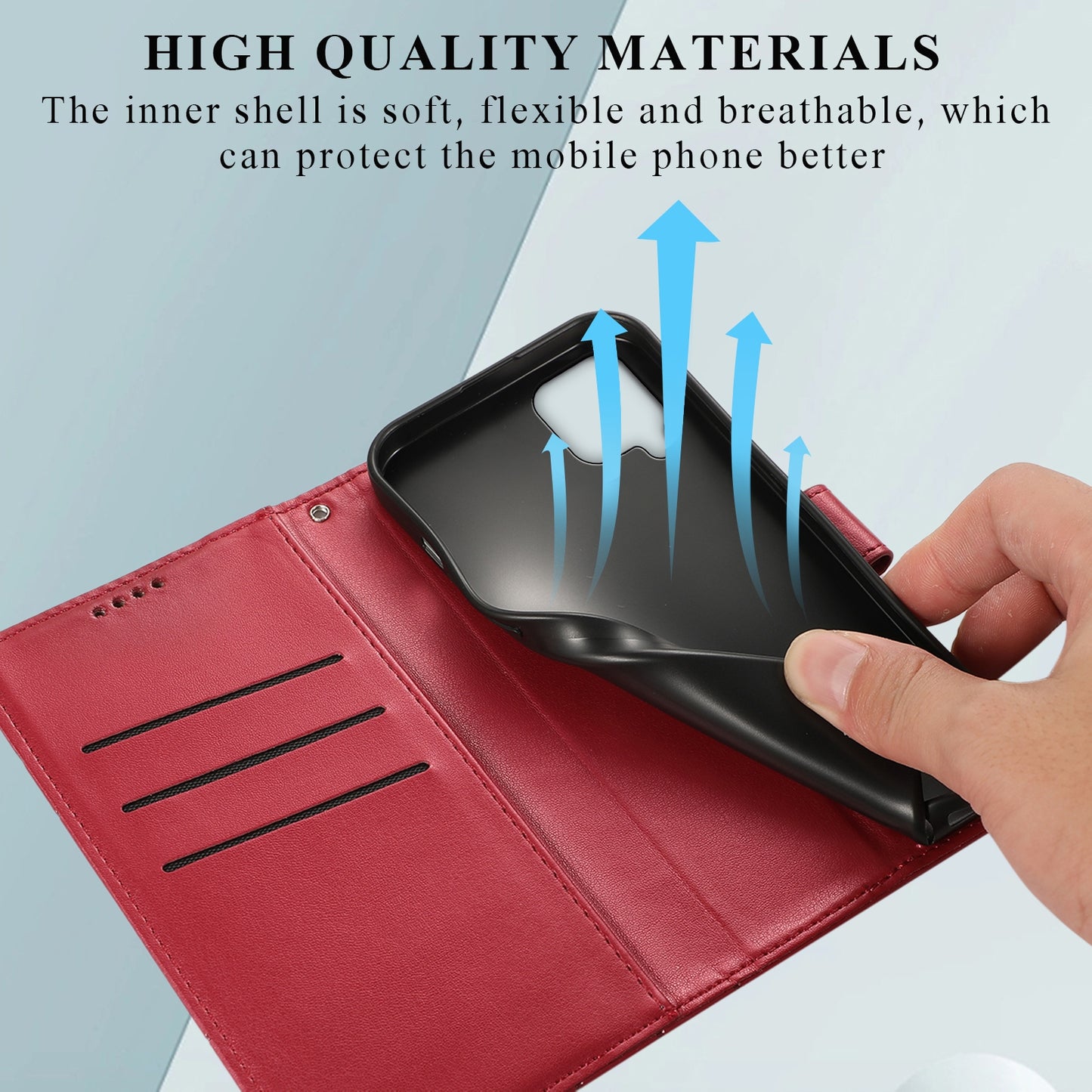 Samsung Galaxy A12 PU Genuine Leather Texture Embossed Line Phone Case with Card Wallet, Kickstand & Wrist Strap