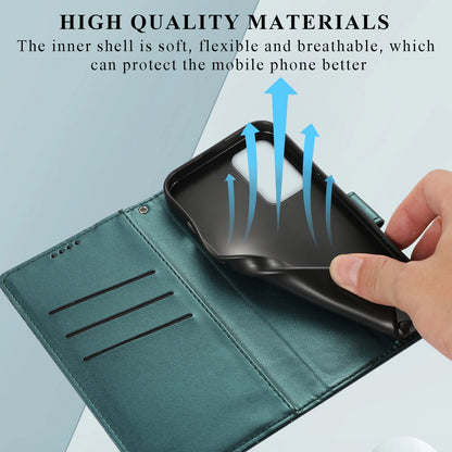 Samsung Galaxy A23 PU Genuine Leather Texture Embossed Line Phone Case with Card Wallet, Kickstand & Wrist Strap