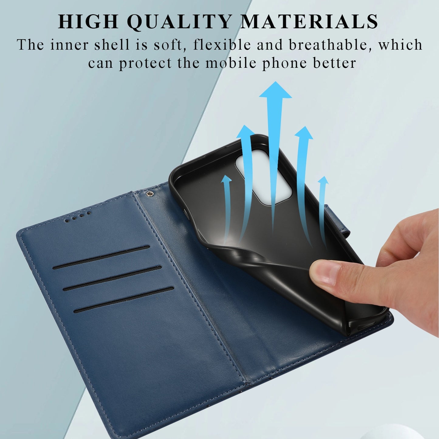 Samsung Galaxy A24 4G PU Genuine Leather Texture Embossed Line Phone Case with Card Wallet, Kickstand & Wrist Strap