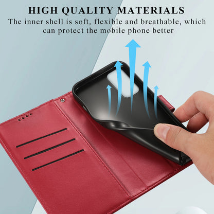 Samsung Galaxy A24 4G PU Genuine Leather Texture Embossed Line Phone Case with Card Wallet, Kickstand & Wrist Strap