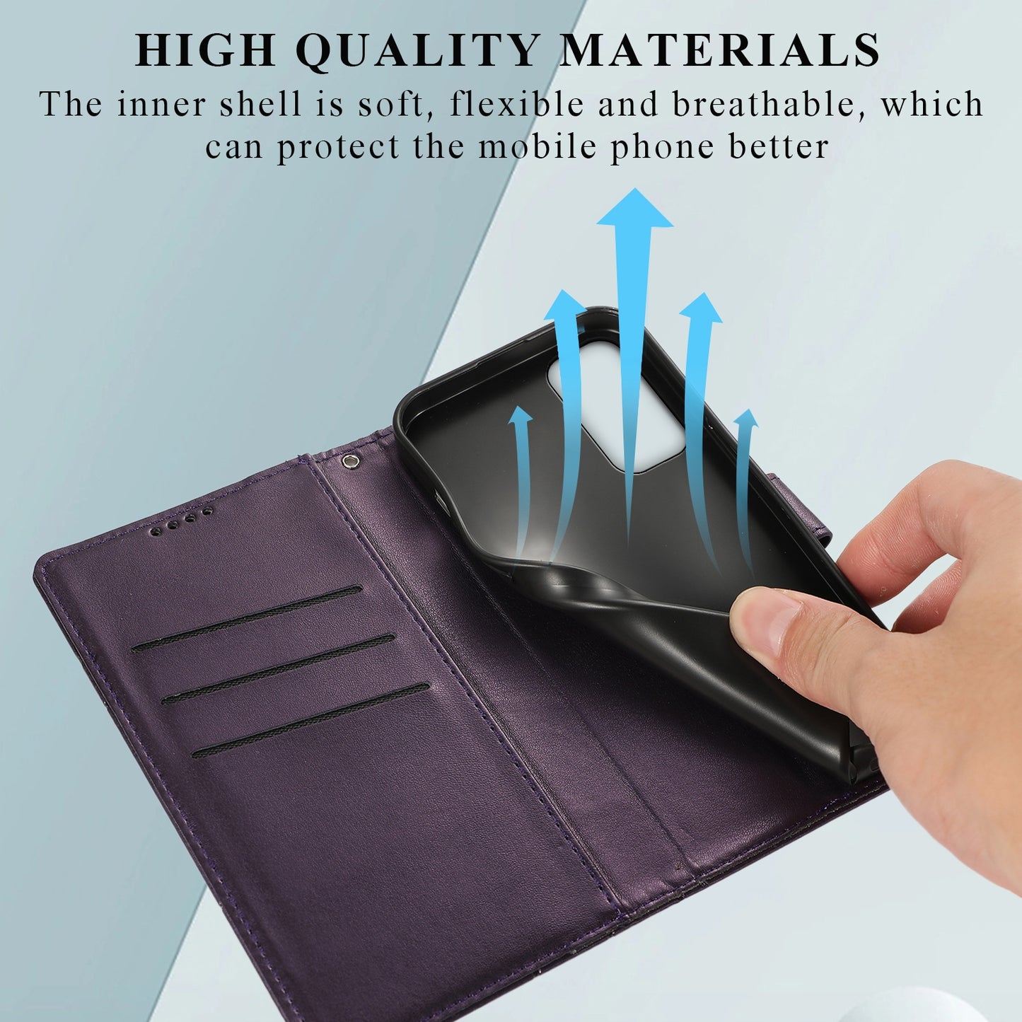 Samsung Galaxy A24 4G PU Genuine Leather Texture Embossed Line Phone Case with Card Wallet, Kickstand & Wrist Strap