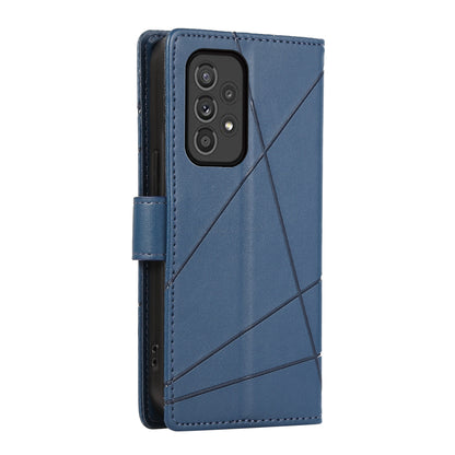 Samsung Galaxy A33 5G PU Genuine Leather Texture Embossed Line Phone Case with Card Wallet, Kickstand & Wrist Strap