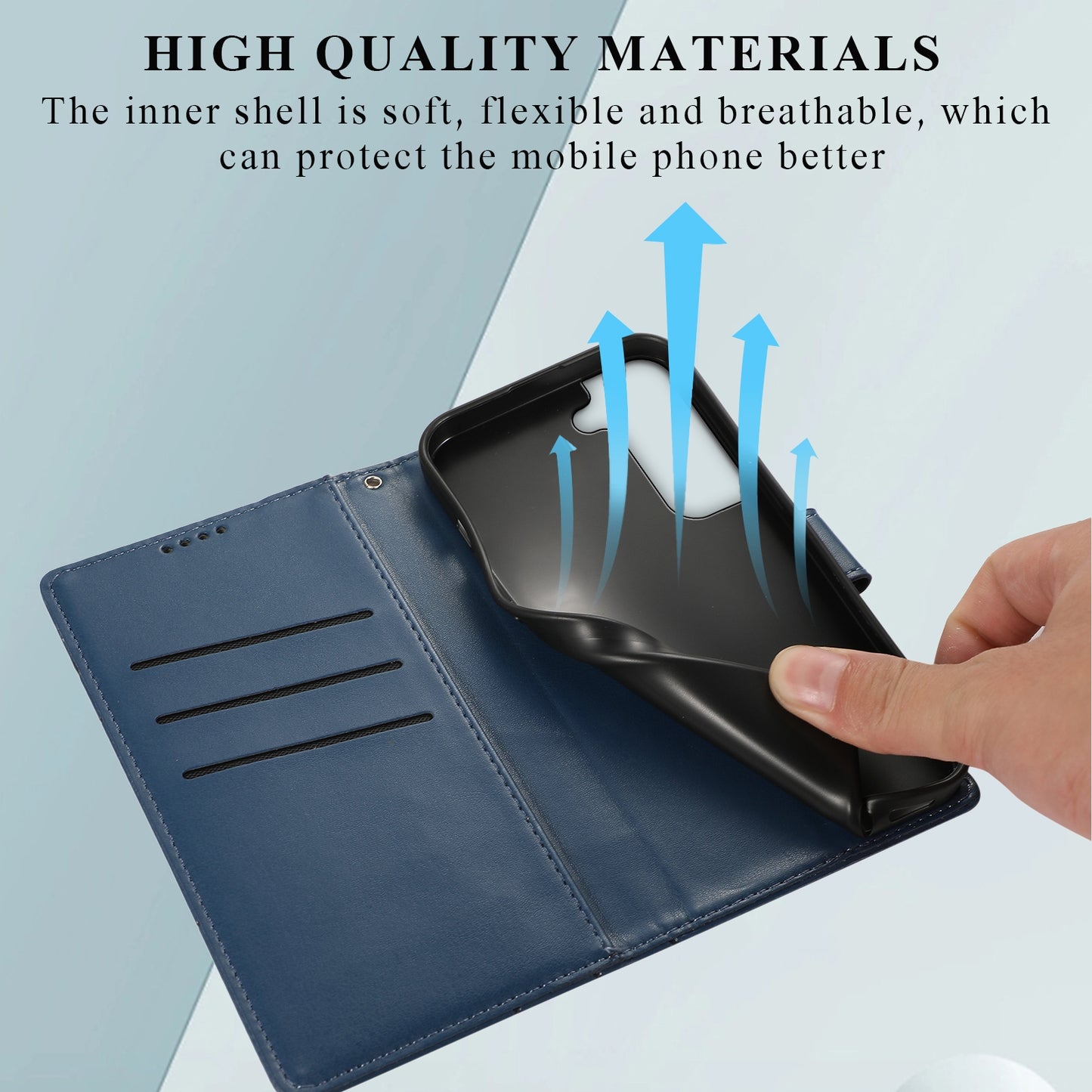 Samsung Galaxy S22 5G PU Genuine Leather Texture Embossed Line Phone Case with Card Wallet, Kickstand & Wrist Strap