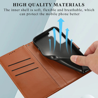 Samsung Galaxy S22 5G PU Genuine Leather Texture Embossed Line Phone Case with Card Wallet, Kickstand & Wrist Strap