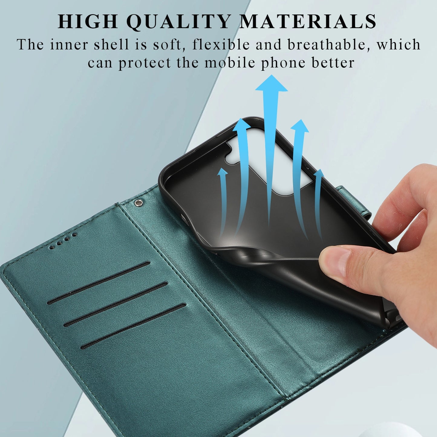 Samsung Galaxy S22 5G PU Genuine Leather Texture Embossed Line Phone Case with Card Wallet, Kickstand & Wrist Strap