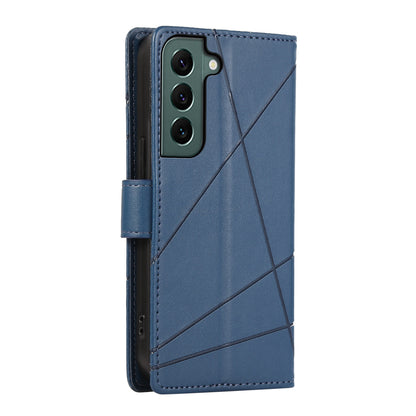 Samsung Galaxy S22+ 5G PU Genuine Leather Texture Embossed Line Phone Case with Card Wallet, Kickstand & Wrist Strap