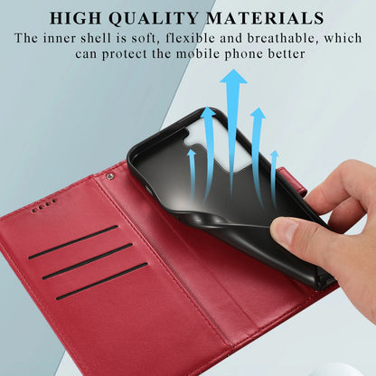 Samsung Galaxy S22+ 5G PU Genuine Leather Texture Embossed Line Phone Case with Card Wallet, Kickstand & Wrist Strap