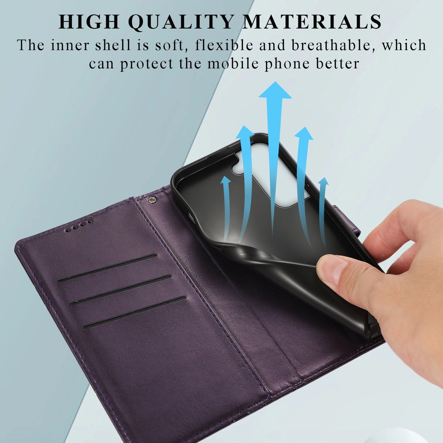 Samsung Galaxy S22+ 5G PU Genuine Leather Texture Embossed Line Phone Case with Card Wallet, Kickstand & Wrist Strap