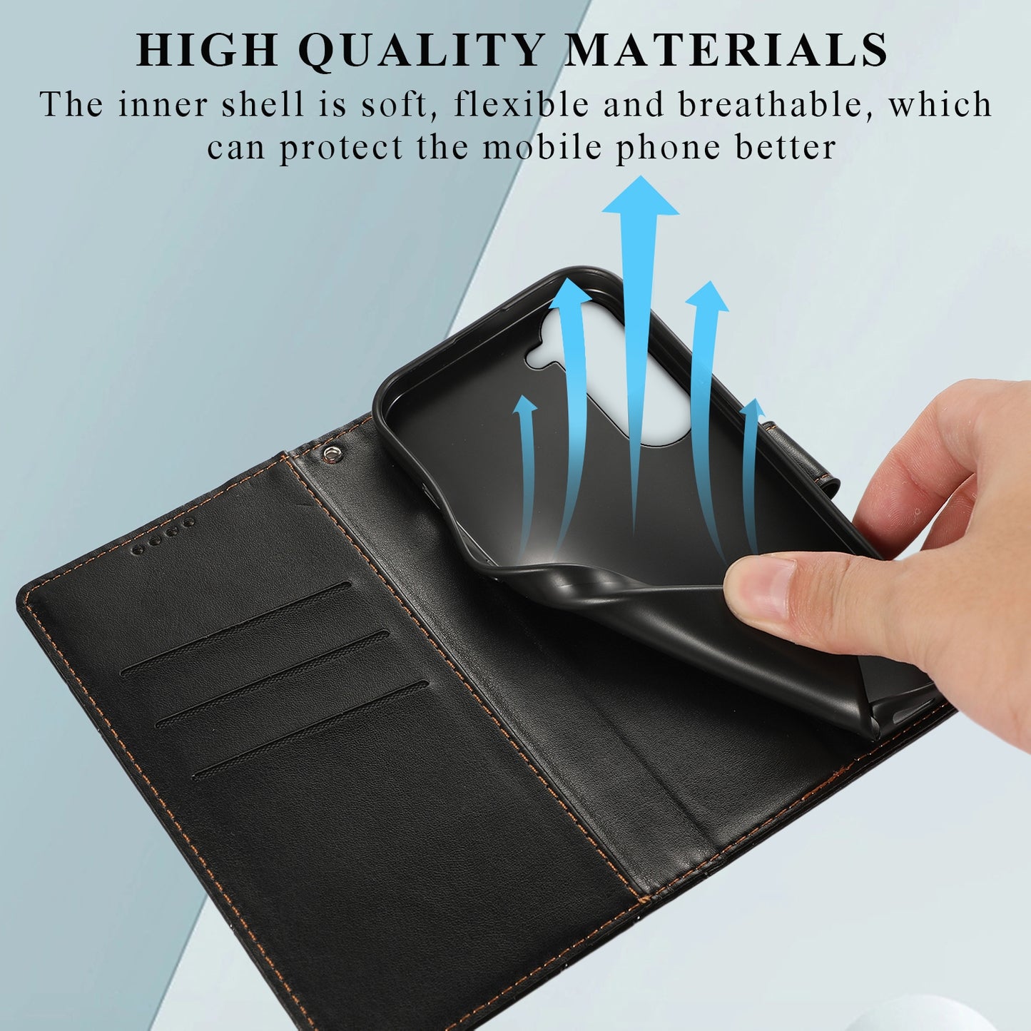 Samsung Galaxy S23 5G PU Genuine Leather Texture Embossed Line Phone Case with Card Wallet, Kickstand & Wrist Strap