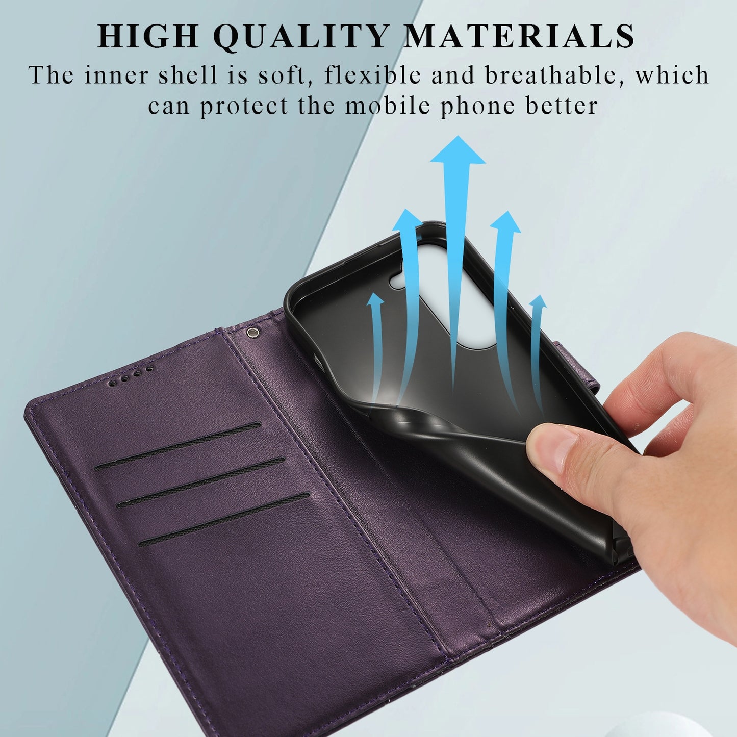 Samsung Galaxy S23 5G PU Genuine Leather Texture Embossed Line Phone Case with Card Wallet, Kickstand & Wrist Strap