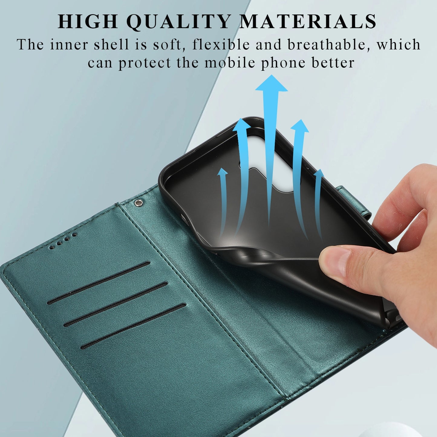 Samsung Galaxy S23 FE 5G PU Genuine Leather Texture Embossed Line Phone Case with Card Wallet, Kickstand & Wrist Strap