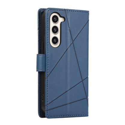 Samsung Galaxy S23+ 5G PU Genuine Leather Texture Embossed Line Phone Case with Card Wallet, Kickstand & Wrist Strap