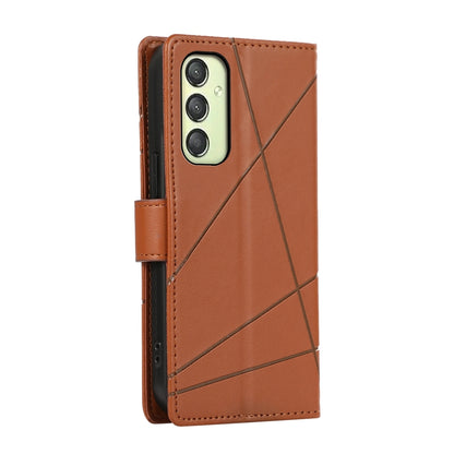 Samsung Galaxy A25 5G PU Genuine Leather Texture Embossed Line Phone Case with Card Wallet, Kickstand & Wrist Strap