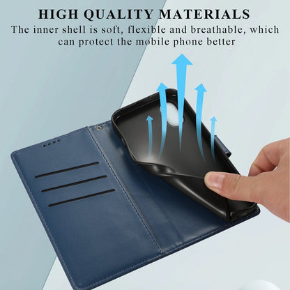 Samsung Galaxy XCover 7 PU Genuine Leather Texture Embossed Line Phone Case with Card Wallet, Kickstand & Wrist Strap
