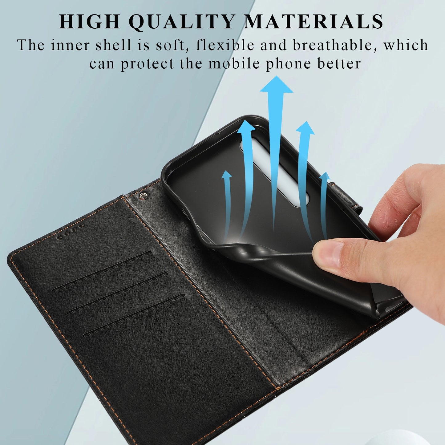Xiaomi Mi 10 PU Genuine Leather Texture Embossed Line Phone Case with Card Wallet, Kickstand & Wrist Strap