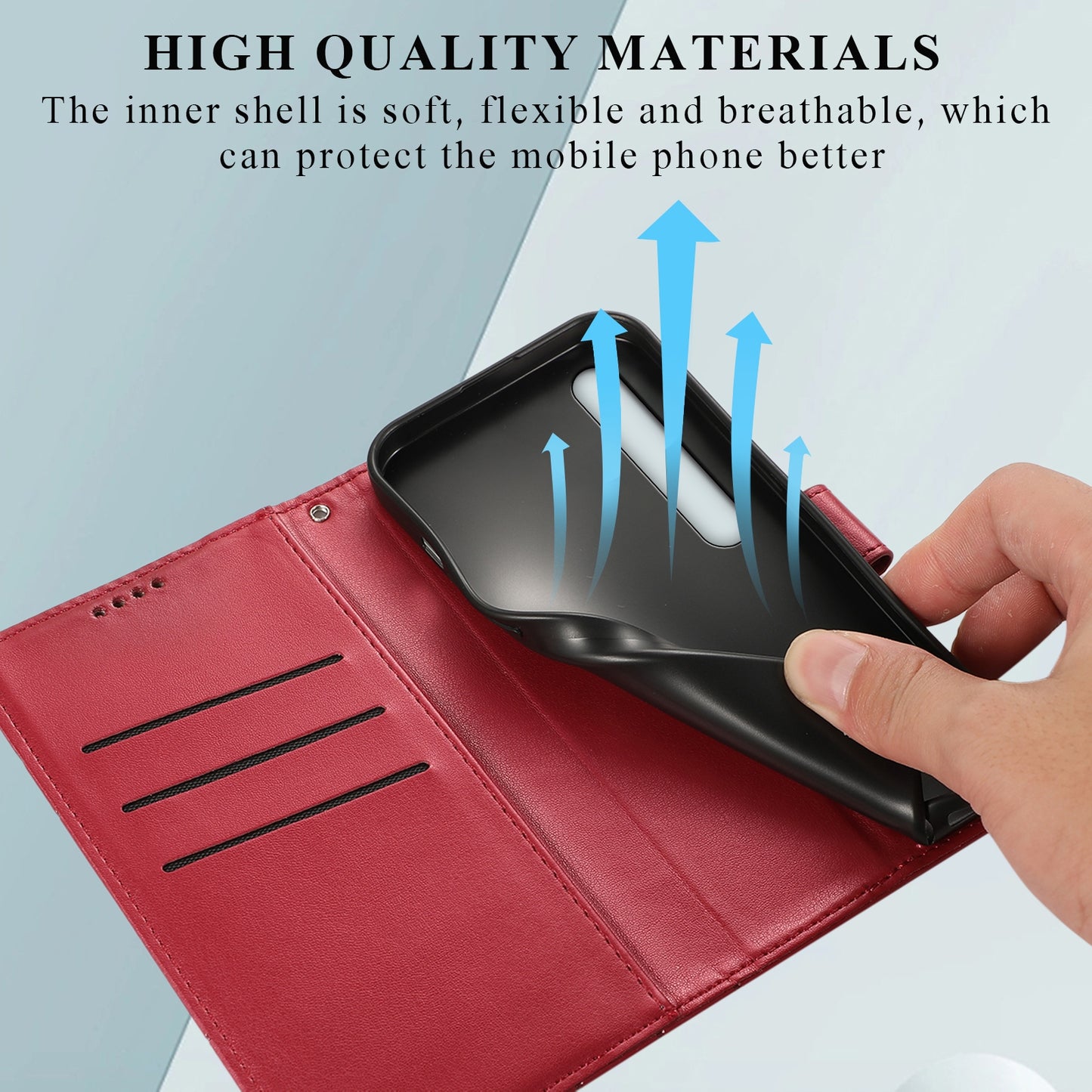 Xiaomi Mi 10 PU Genuine Leather Texture Embossed Line Phone Case with Card Wallet, Kickstand & Wrist Strap