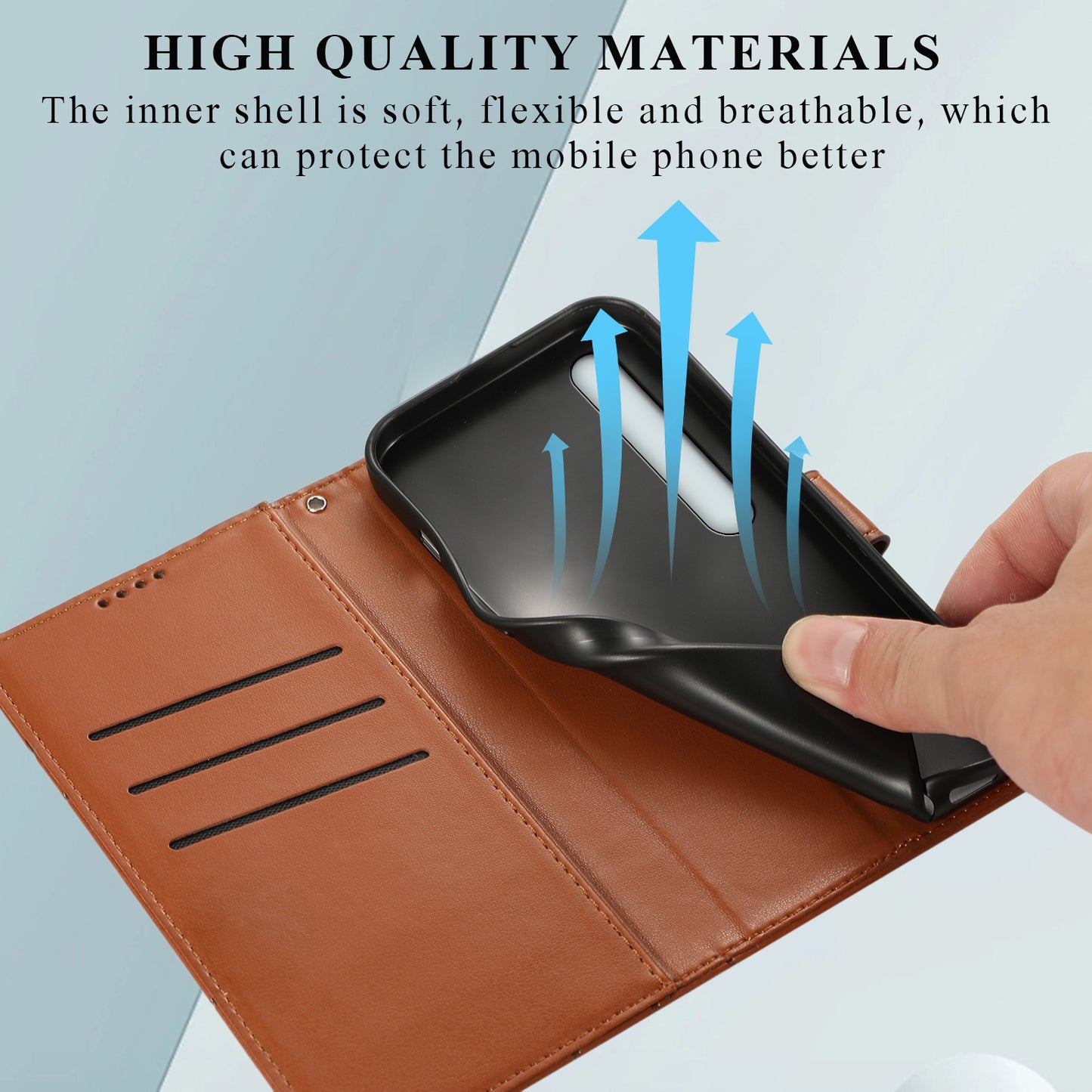 Xiaomi Mi 10 PU Genuine Leather Texture Embossed Line Phone Case with Card Wallet, Kickstand & Wrist Strap