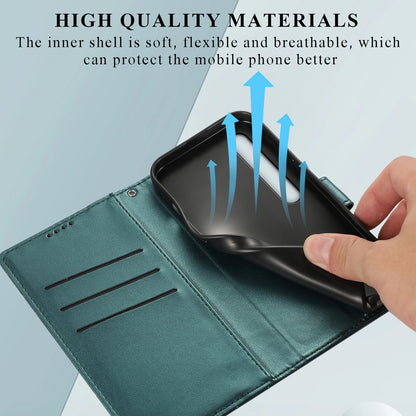Xiaomi Mi 10 PU Genuine Leather Texture Embossed Line Phone Case with Card Wallet, Kickstand & Wrist Strap