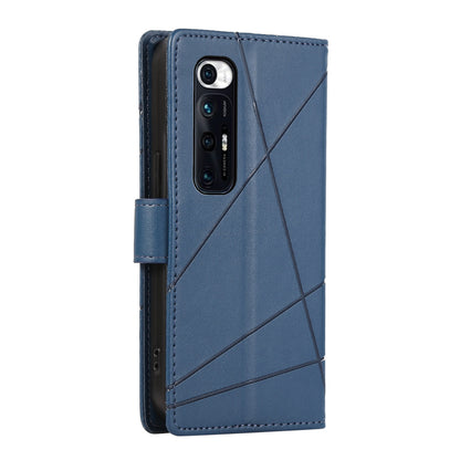 Xiaomi Mi 10s PU Genuine Leather Texture Embossed Line Phone Case with Card Wallet, Kickstand & Wrist Strap