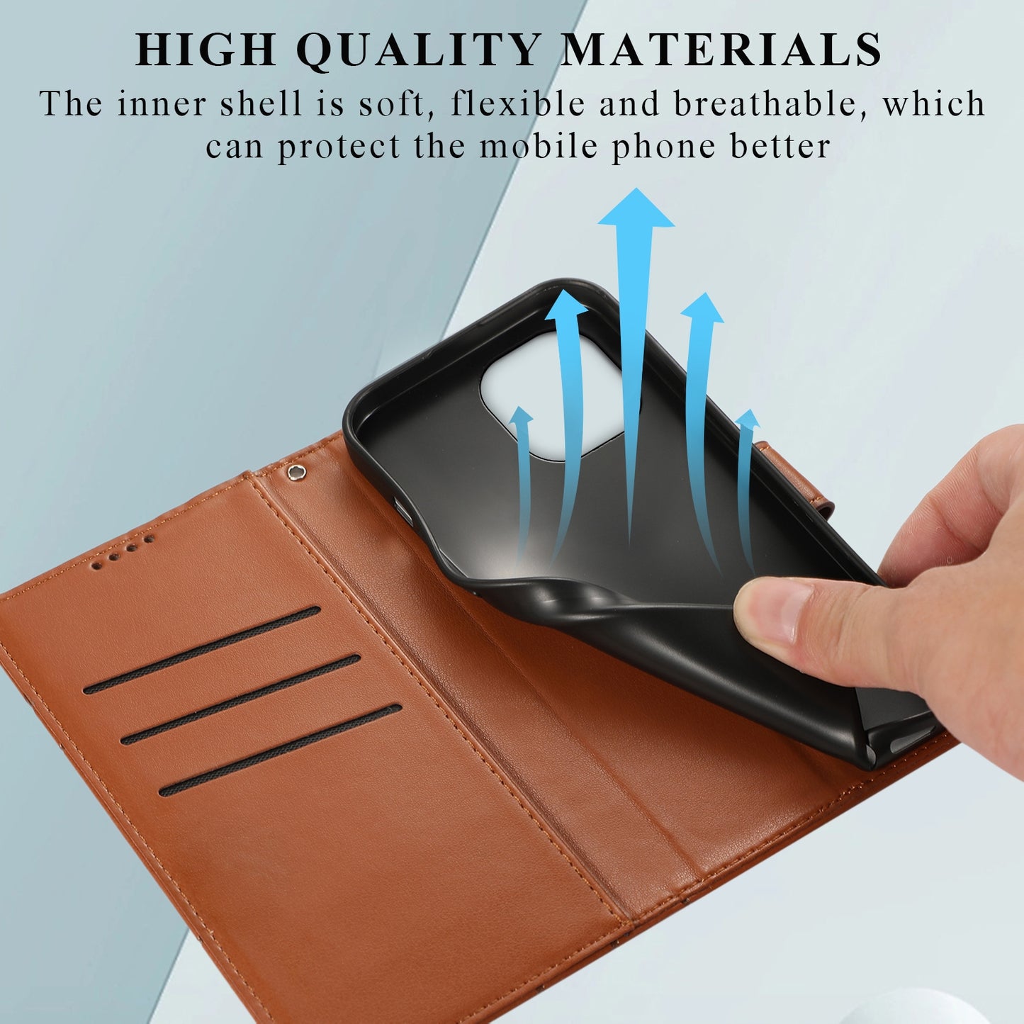 Xiaomi Mi 11 PU Genuine Leather Texture Embossed Line Phone Case with Card Wallet, Kickstand & Wrist Strap