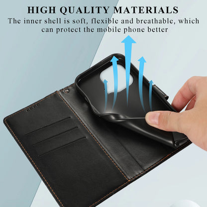 Xiaomi Mi 11 Pro PU Genuine Leather Texture Embossed Line Phone Case with Card Wallet, Kickstand & Wrist Strap