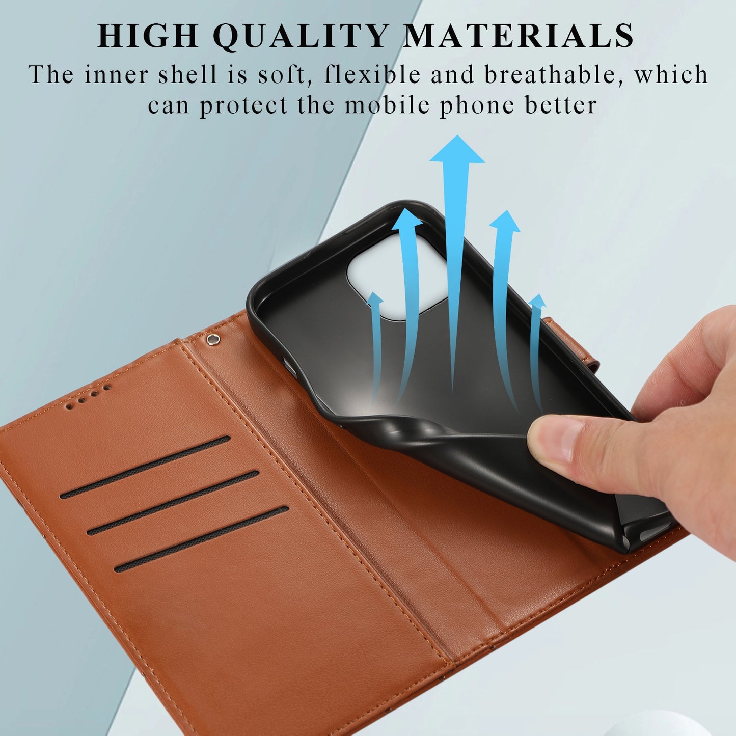 Xiaomi Mi 11 Lite PU Genuine Leather Texture Embossed Line Phone Case with Card Wallet, Kickstand & Wrist Strap