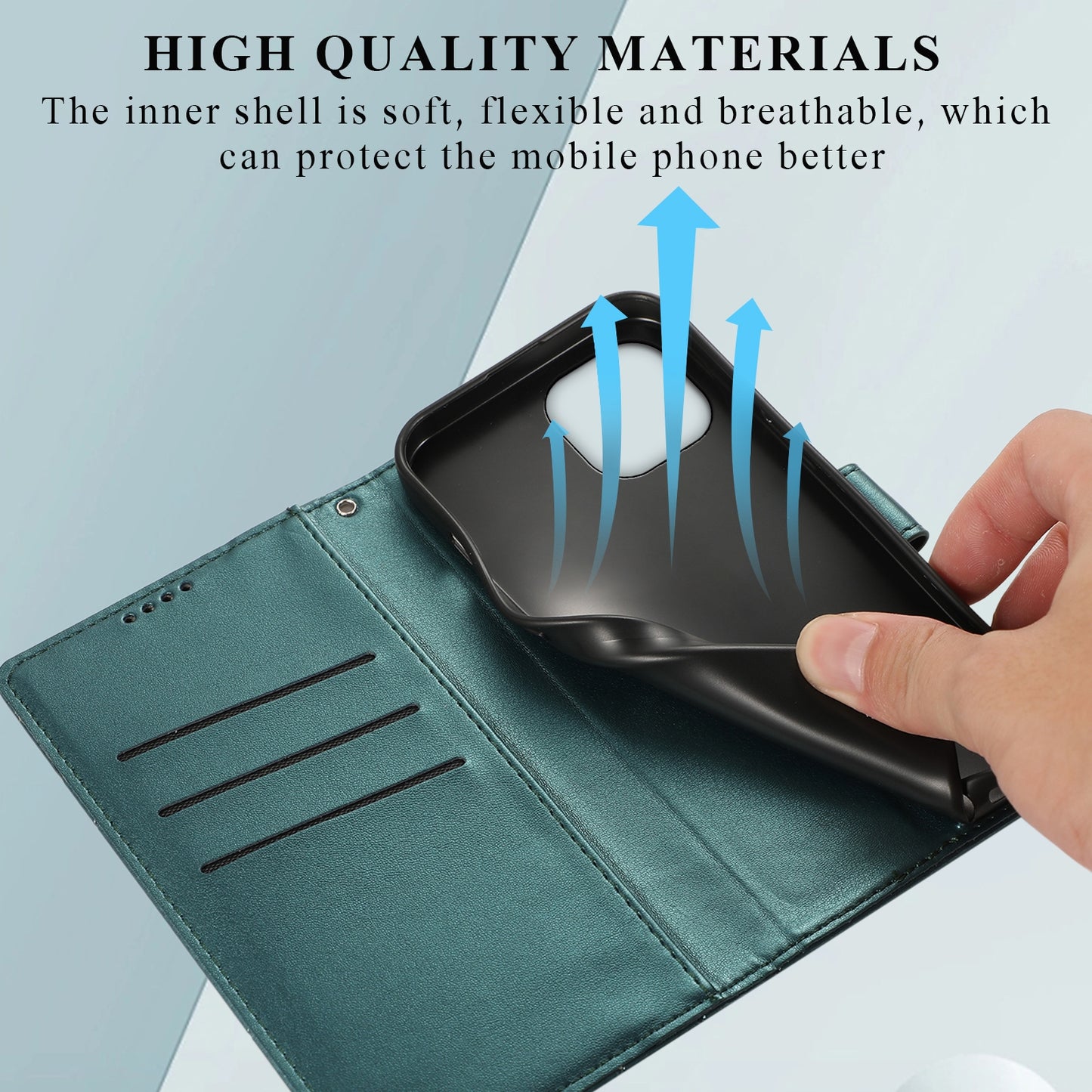 Xiaomi Mi 11 Lite PU Genuine Leather Texture Embossed Line Phone Case with Card Wallet, Kickstand & Wrist Strap