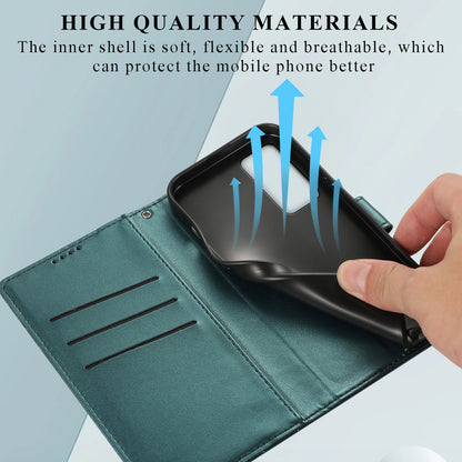 Xiaomi 12 PU Genuine Leather Texture Embossed Line Phone Case with Card Wallet, Kickstand & Wrist Strap