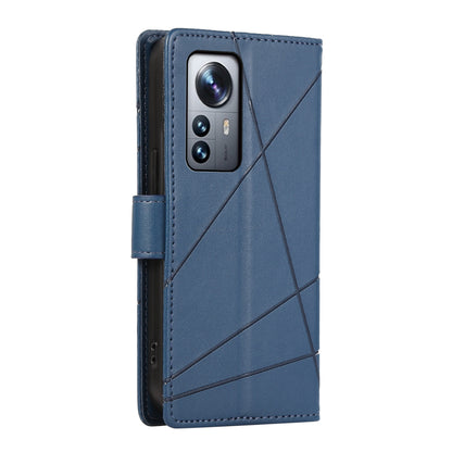 Xiaomi 12 Pro PU Genuine Leather Texture Embossed Line Phone Case with Card Wallet, Kickstand & Wrist Strap