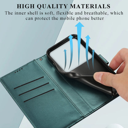 Xiaomi 12 Ultra PU Genuine Leather Texture Embossed Line Phone Case with Card Wallet, Kickstand & Wrist Strap