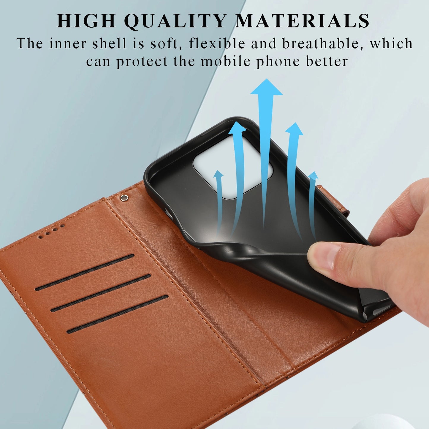 Xiaomi 13 PU Genuine Leather Texture Embossed Line Phone Case with Card Wallet, Kickstand & Wrist Strap