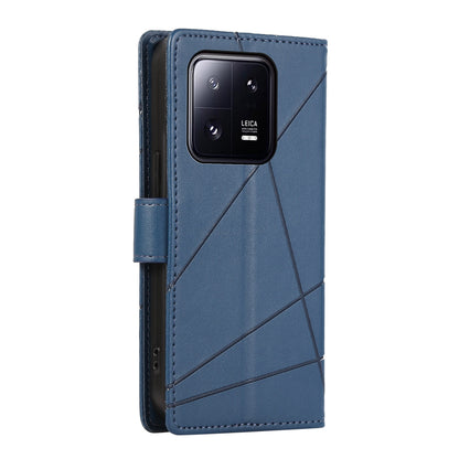 Xiaomi 13 Pro PU Genuine Leather Texture Embossed Line Phone Case with Card Wallet, Kickstand & Wrist Strap