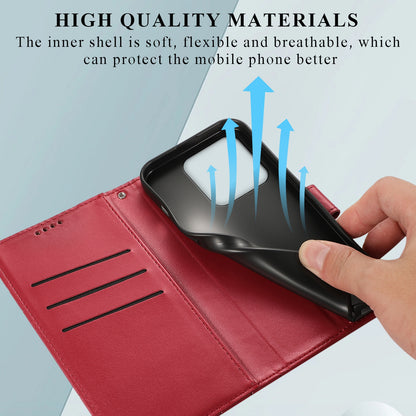 Xiaomi 13 Pro PU Genuine Leather Texture Embossed Line Phone Case with Card Wallet, Kickstand & Wrist Strap