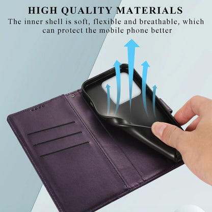 Xiaomi 13 Pro PU Genuine Leather Texture Embossed Line Phone Case with Card Wallet, Kickstand & Wrist Strap