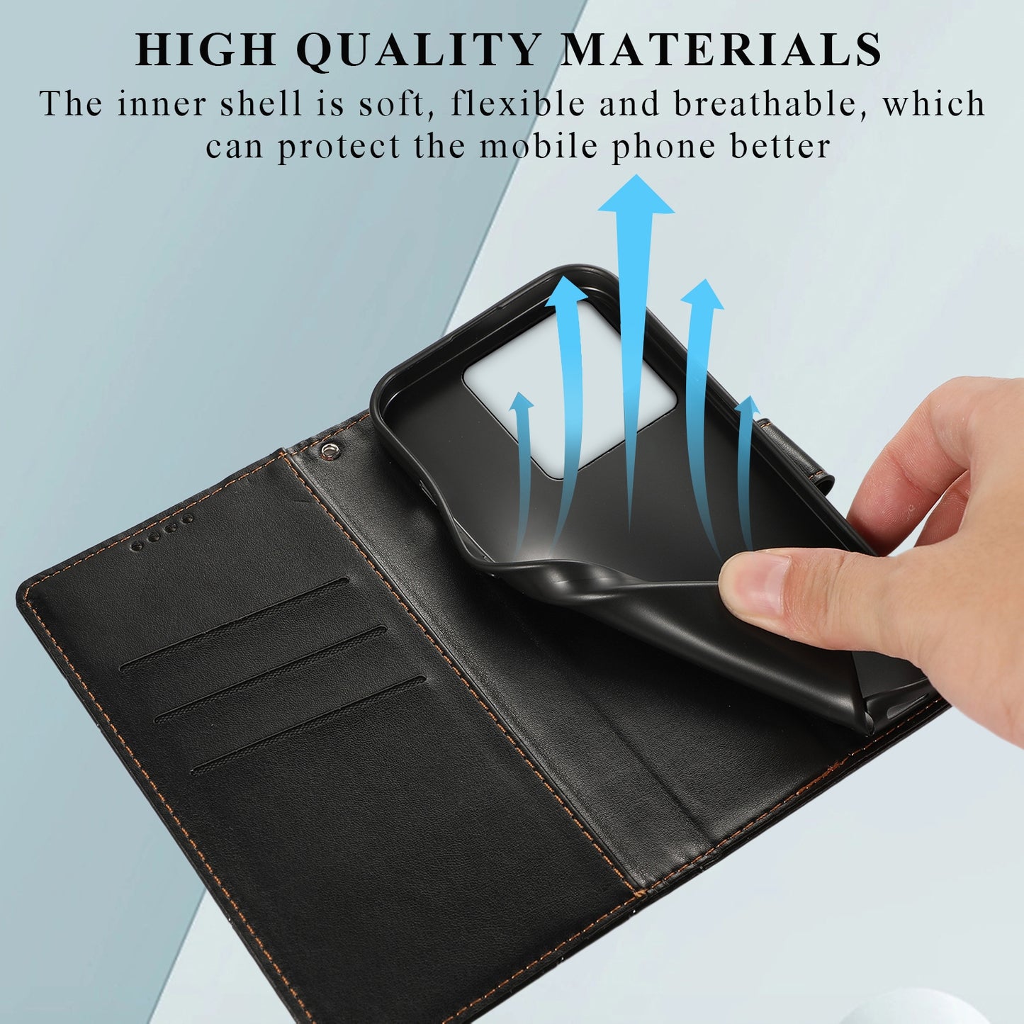 Xiaomi 13T PU Genuine Leather Texture Embossed Line Phone Case with Card Wallet, Kickstand & Wrist Strap